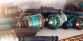 Nepalese prayer wheels at the street market Royalty Free Stock Photo