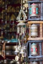 Nepalese Prayer Wheels on Swayambhunath stupa in Kathmandu, Nepal Royalty Free Stock Photo