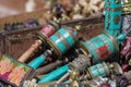 Nepalese Prayer Wheels on Swayambhunath stupa in Kathmandu, Nepal Royalty Free Stock Photo