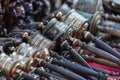 Nepalese Prayer Wheels on Swayambhunath stupa in Kathmandu, Nepa Royalty Free Stock Photo