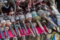 Nepalese Prayer Wheels on Swayambhunath stupa in Kathmandu, Nepa Royalty Free Stock Photo