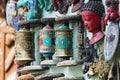 Nepalese Prayer Wheels on Swayambhunath stupa in Kathmandu, Nepa Royalty Free Stock Photo