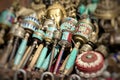 Nepalese Prayer Wheels on Swayambhunath stupa in Kathmandu, Nepal Royalty Free Stock Photo