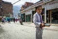 Nepalese pupil on Kathmandu street Royalty Free Stock Photo