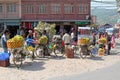 Nepalese venders selling fresh fruit on bicycle in Nepal