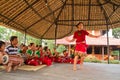 Nepalese woman dancing traditional dance in Chitwan, Nepal