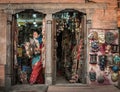 Nepalese woman at souvenir shop at market Royalty Free Stock Photo