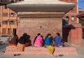 Nepalese women chat together in Patan, Nepal