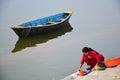 Nepalese women washing cloth at Phewa Lake