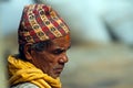 Nepali brahman old man wearing traditional hat