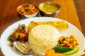 Nepali Dal Bhaat Tarkari Traditional Nepali Thali WIth Rice Lentil Curry and Vegetables