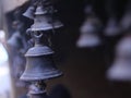 nepali hindu temple with hanging bell