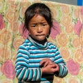 Nepali little girl living in a village scared