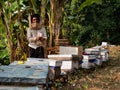 Nepali Man Beekeeping