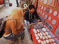 Nepali people sale souvenir gift nepalese style for foreign travelers shopping on shop in Swayambhunath or Swayambu or Swoyambhu