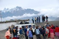 Nepali people and tourists taking the local ride