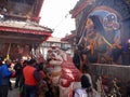 Nepali people travelers travel visit and respect praying offerings sacrifices Hindu goddess Kali or Kaal Bhairav or Kalika at