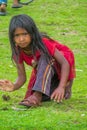 Nepali poor little girl living in a village in dirty clothes