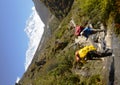 Nepali porters in the Everest trail Royalty Free Stock Photo