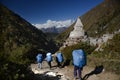 Nepali porters in the Everest trail Royalty Free Stock Photo