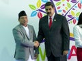 Nepali Vice President Nanda Bahadur Pun and Venezuelan President Nicolas Maduro