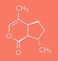 Nepetalactone catnip cat attractant molecule. Skeletal formula.