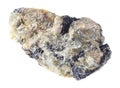 Nepheline rock with black Ilmenite stone on white