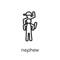 nephew icon. Trendy modern flat linear vector nephew icon on white background from thin line family relations collection