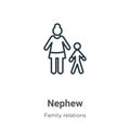 Nephew outline vector icon. Thin line black nephew icon, flat vector simple element illustration from editable family relations