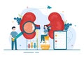 Nephrologist Illustration with Cardiologist, Proctologist and Treat Kidneys Organ in Flat Cartoon Hand Drawn Templates