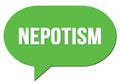 NEPOTISM text written in a green speech bubble
