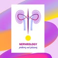 Neprology problem and solution. Silhouette human kidney health. Template logo for medical clinic, cabinet. Vector illustration