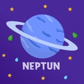 Neptun. Type of planets in the solar system. Space. Flat vector illustration