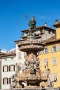 The Neptune fountain in Cathedral square - Trento Italy Royalty Free Stock Photo