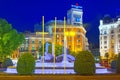 Neptune Fountain Fuente de Neptuno and The Westin Palace Hotel Royalty Free Stock Photo