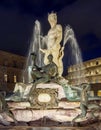 Neptune fountain on Signoria square at night, Florence, Italy Royalty Free Stock Photo