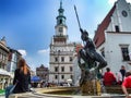 Neptune fountaine located in old market in Poznan in Poland.