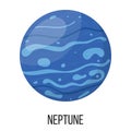 Neptune planet isolated on white background. Planet of solar system. Cartoon style vector illustration for any design Royalty Free Stock Photo