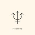 Neptune Planet Symbol Icon in Minimal Liner Trendy Style. Vector Astrological Sign for Tattoo, Calendar , Horoscope
