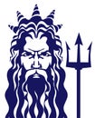 Neptune poseidon with trident vector illustration