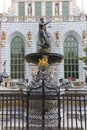 Neptune`s Fountain Statue at Long Market Street, Gdansk, Poland Royalty Free Stock Photo