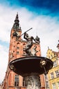 Neptune`s Fountain, Town Hall, Gdansk, Poland Royalty Free Stock Photo