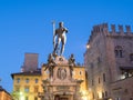 Neptune Statue at Night in Bologna, Italy