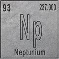 Neptunium chemical element, Sign with atomic number and atomic weight