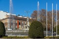 Neptuno Fountain and Thyssen Bornemisza Museum in City of Madrid, Spain