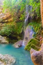 Neraida waterfalls in Milopotamos village in Kythera island in Greece Royalty Free Stock Photo