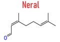 Neral lemon fragrance molecule. Citral. Skeletal formula.