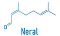 Neral lemon fragrance molecule. Citral. Skeletal formula.