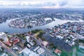 Nerang river flowing around luxury real estate. Royalty Free Stock Photo