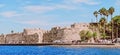 Neratzia Castle and blue sea Royalty Free Stock Photo
